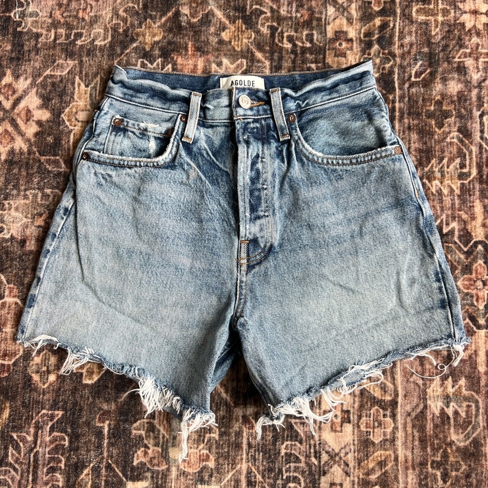 AGOLDE Riley High Rise Cutoff Denim Shorts Outsider Wash Size 24